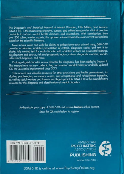 Diagnostic and Statistical Manual of Mental Disorders, Fifth Edition, Text Revision (Dsm-5-Tr(r)) 5th Edition (Hardcover) ISBN: 9780890425756